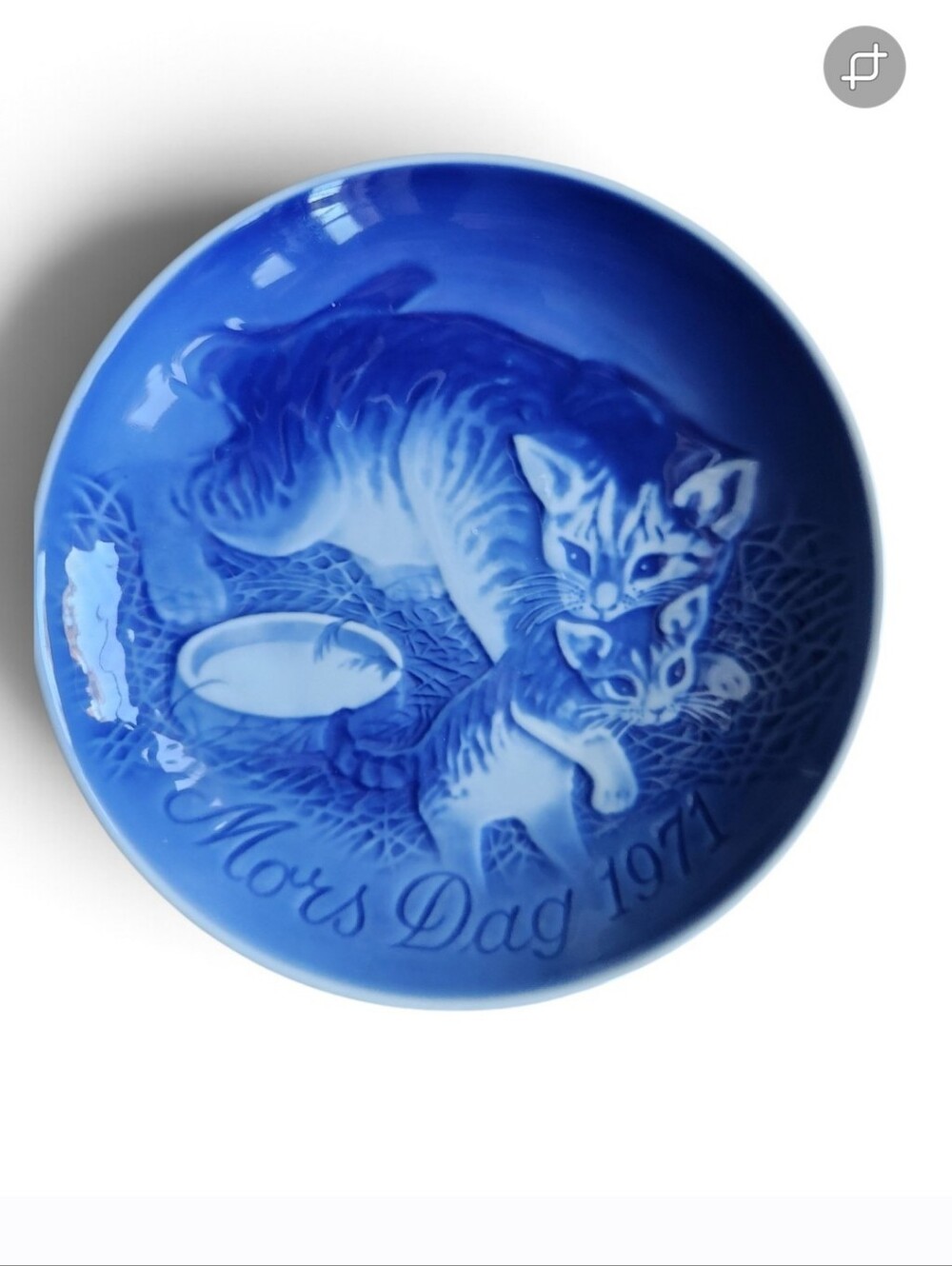 Vintage Danish Plate - Cat & Kitten. Mother's Day 1971